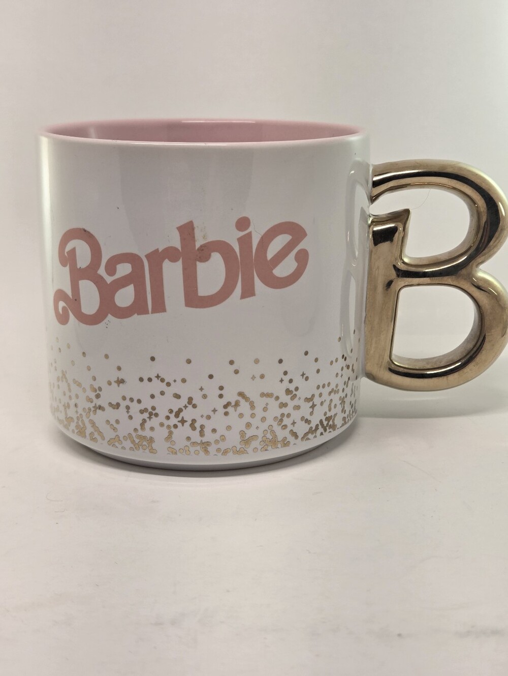 Zak Designs Barbie Mug with Gold B Handle, Mattel Ceramic Coffee Cup